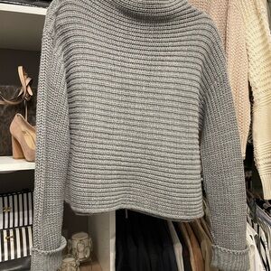 Time and Tru Gray Cowl Neck Sweater with Ribbed Pattern